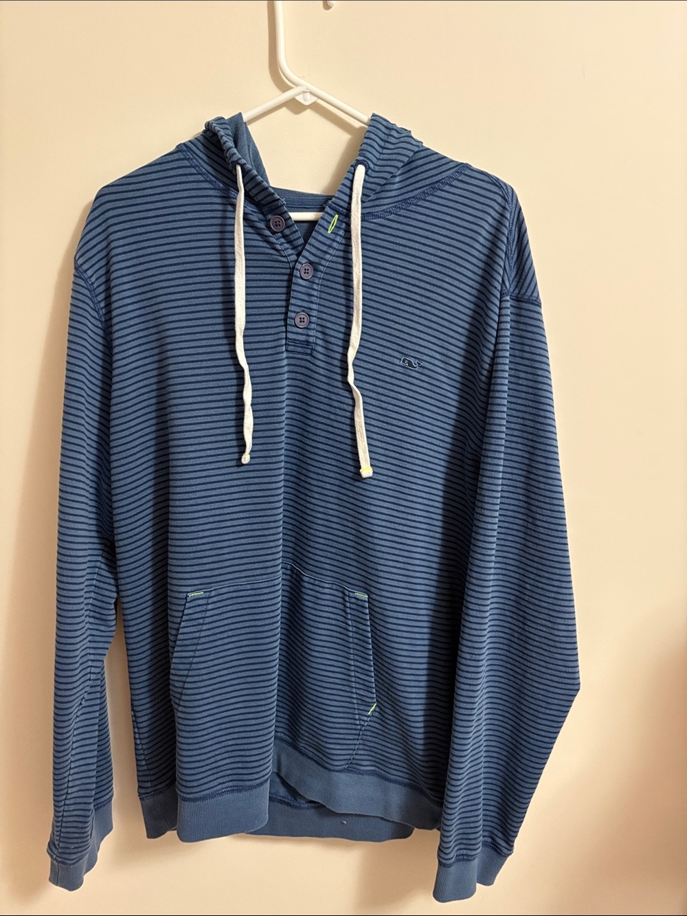 Vineyard Vines Navy and Blue Striped Hooded Henley